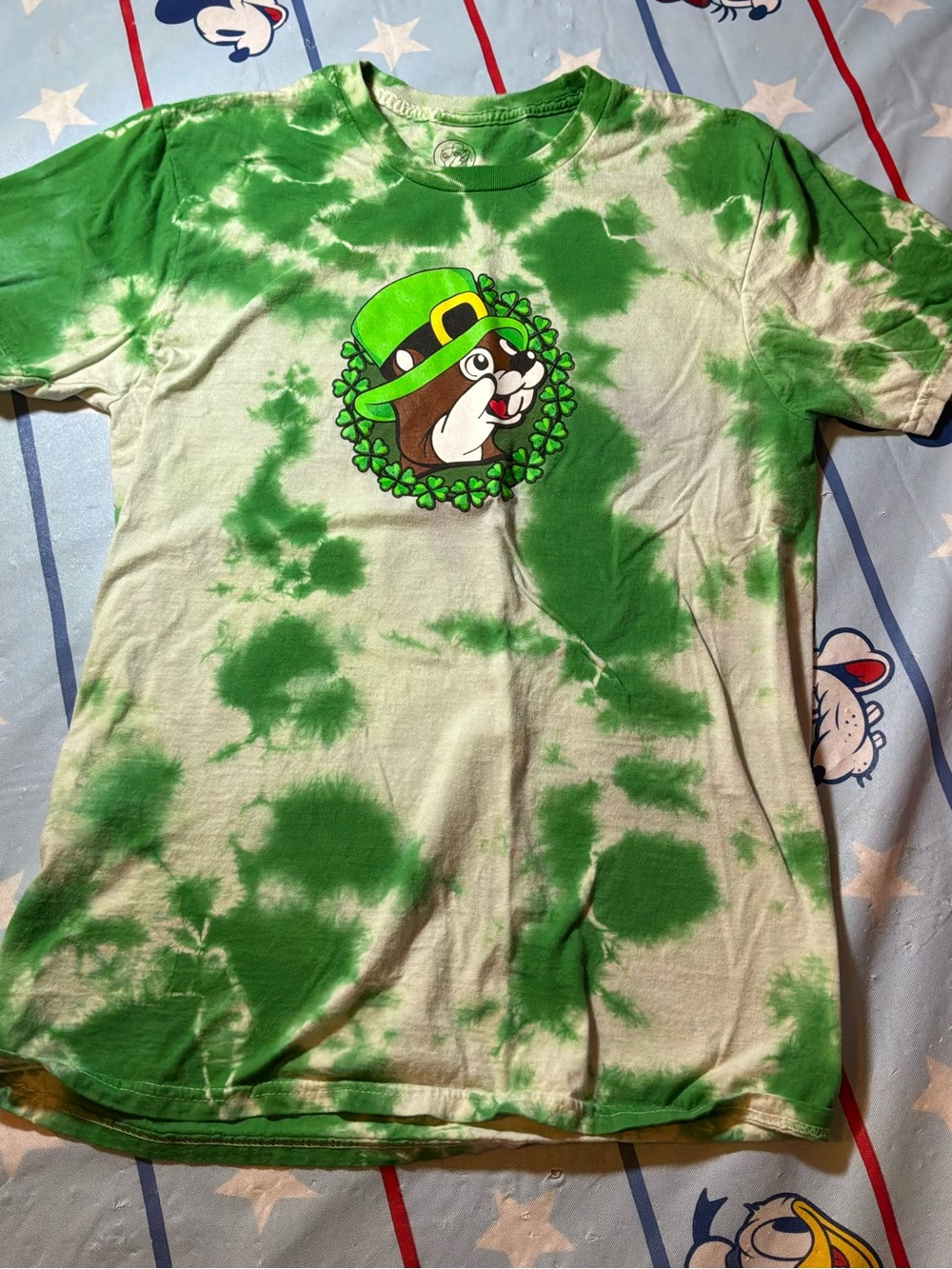 Buc-ee’s tie dye st. Patrick day green unisex t-shirt adult small